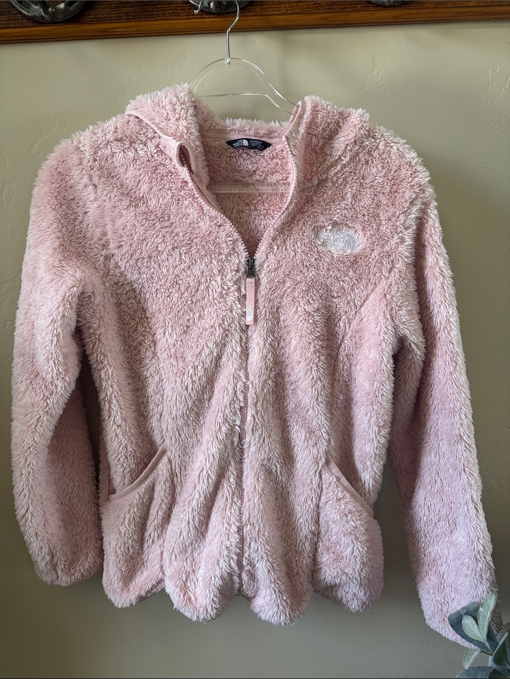 The North Face Kids Pink Plush Full‑Zip Hoodie